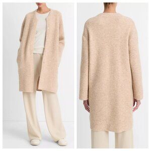 Vince Textured Soft Sculpted Knit Car Coat Heather Wheat Cream